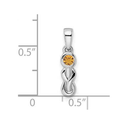 Sterling Silver Rhodium-plated Polished Citrine Infinity Birthstone Pendant