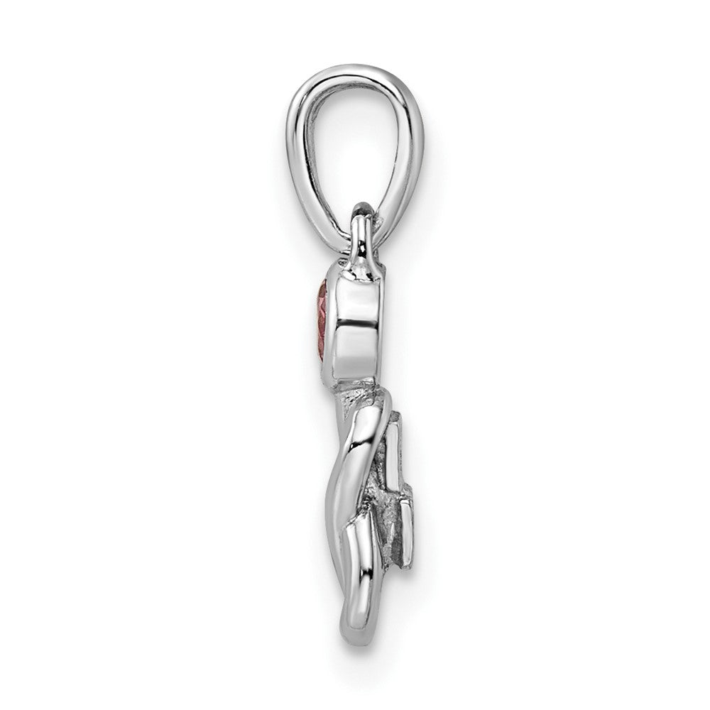 Sterling Silver Rhodium-plated Pink Tourmaline Infinity Birthstone Pendant