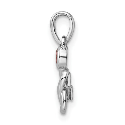 Sterling Silver Rhodium-plated Pink Tourmaline Infinity Birthstone Pendant