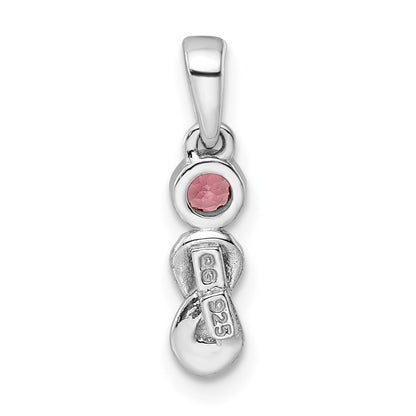 Sterling Silver Rhodium-plated Pink Tourmaline Infinity Birthstone Pendant