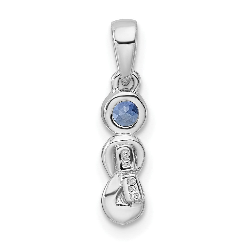 Sterling Silver Rhodium-plated CR Sapphire Infinity Birthstone Pendant