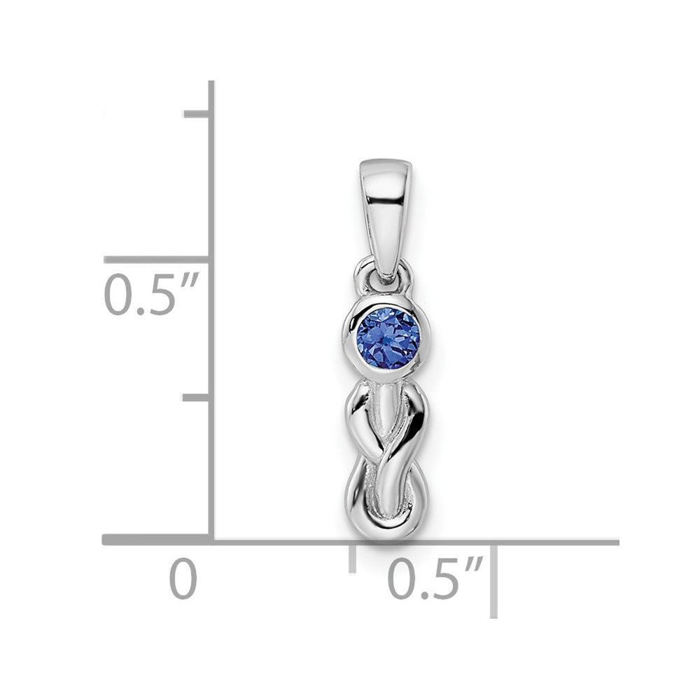 Sterling Silver Rhodium-plated CR Sapphire Infinity Birthstone Pendant