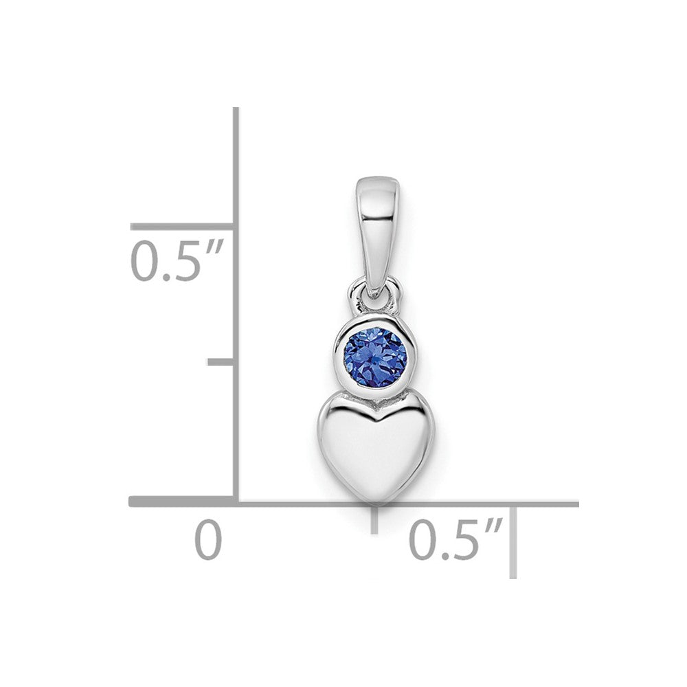 Sterling Silver Rhodium-plated Lab Created Sapphire Heart Pendant