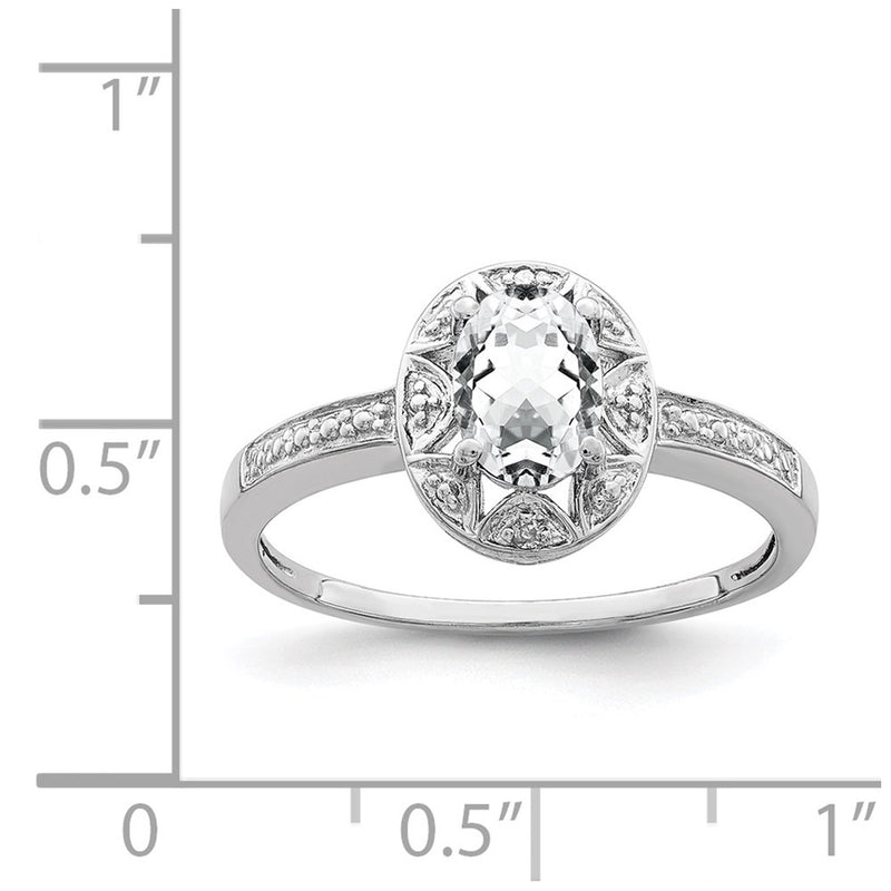 Sterling Silver Rhodium-plated Diamond & White Topaz Ring