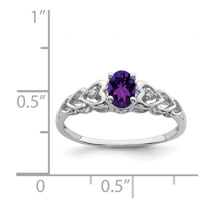Sterling Silver Rhodium-plated Amethyst & Diamond Ring