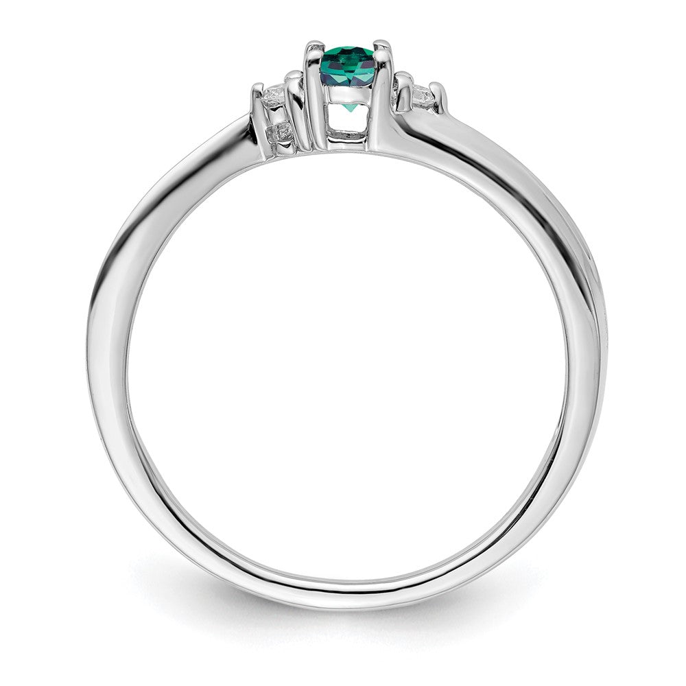 Sterling Silver Rhod-plated Created Alexandrite/Diamond Birthstone Ring