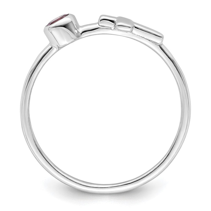 Sterling Silver Rhodium-plated Polished Cross Rhodolite Garnet Ring