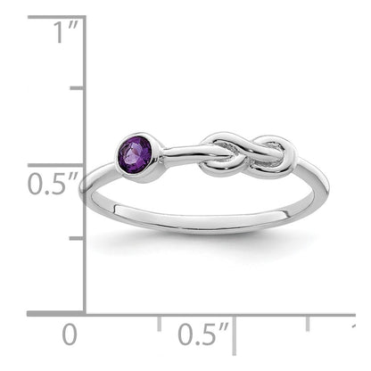 Sterling Silver Rhodium-plated Polished Infinity Amethyst Ring