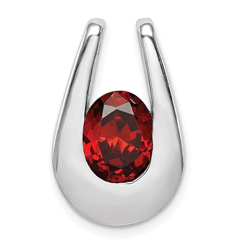 Sterling Silver Rhodium-plated Garnet Pendant