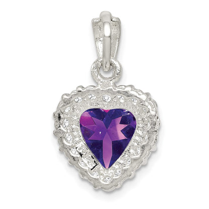 Sterling Silver Amethyst and CZ Pendant