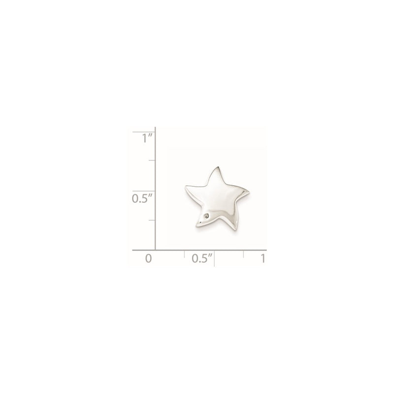 Sterling Silver Polished Diamond Star Chain Slide