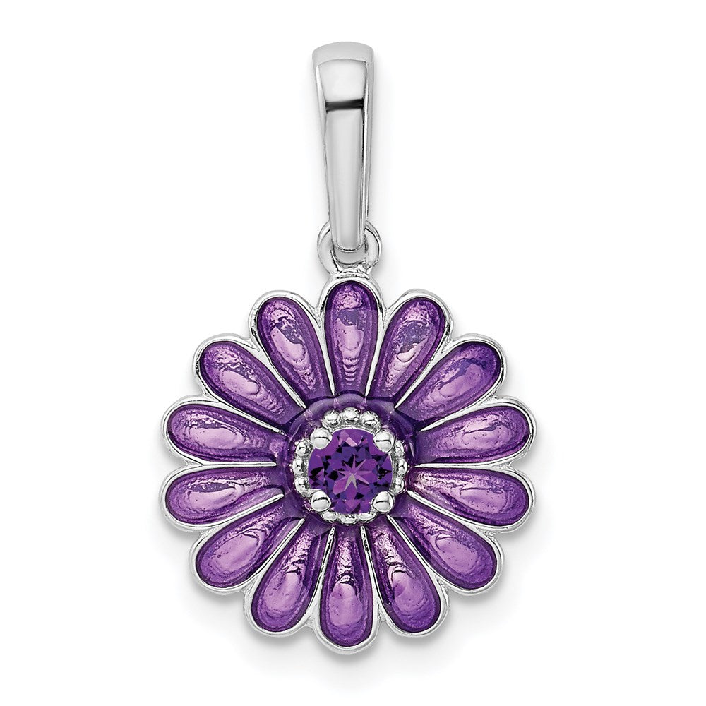 Sterling Silver Amethyst and Enamel Pendant