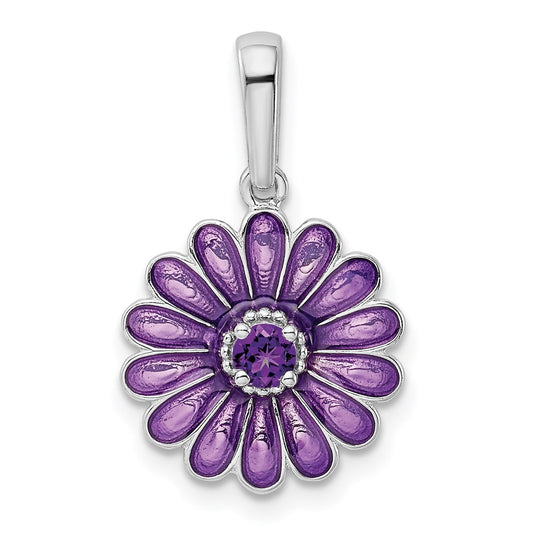 Sterling Silver Amethyst and Enamel Pendant