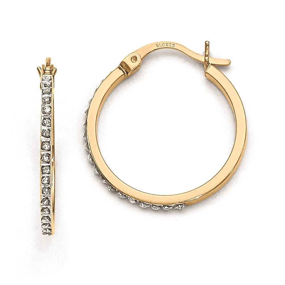 Sterling Silver & Gold-plated Diamond Mystique Round Hoop Earrings