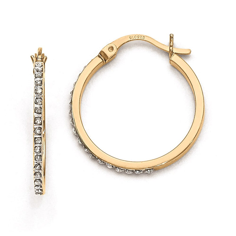 Sterling Silver & Gold-plated Diamond Mystique Round Hoop Earrings