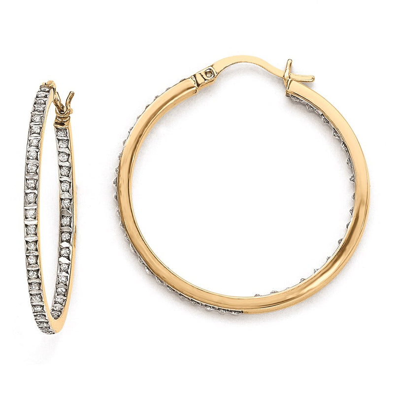 Sterling Silver & Gold-plated Diamond Mystique Round Hoop Earrings