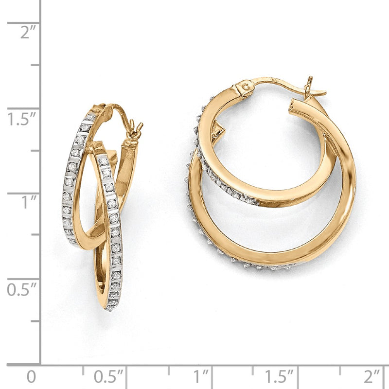 Sterling Silver Gold-Plated Diamond Mystique Double Hoop Earrings