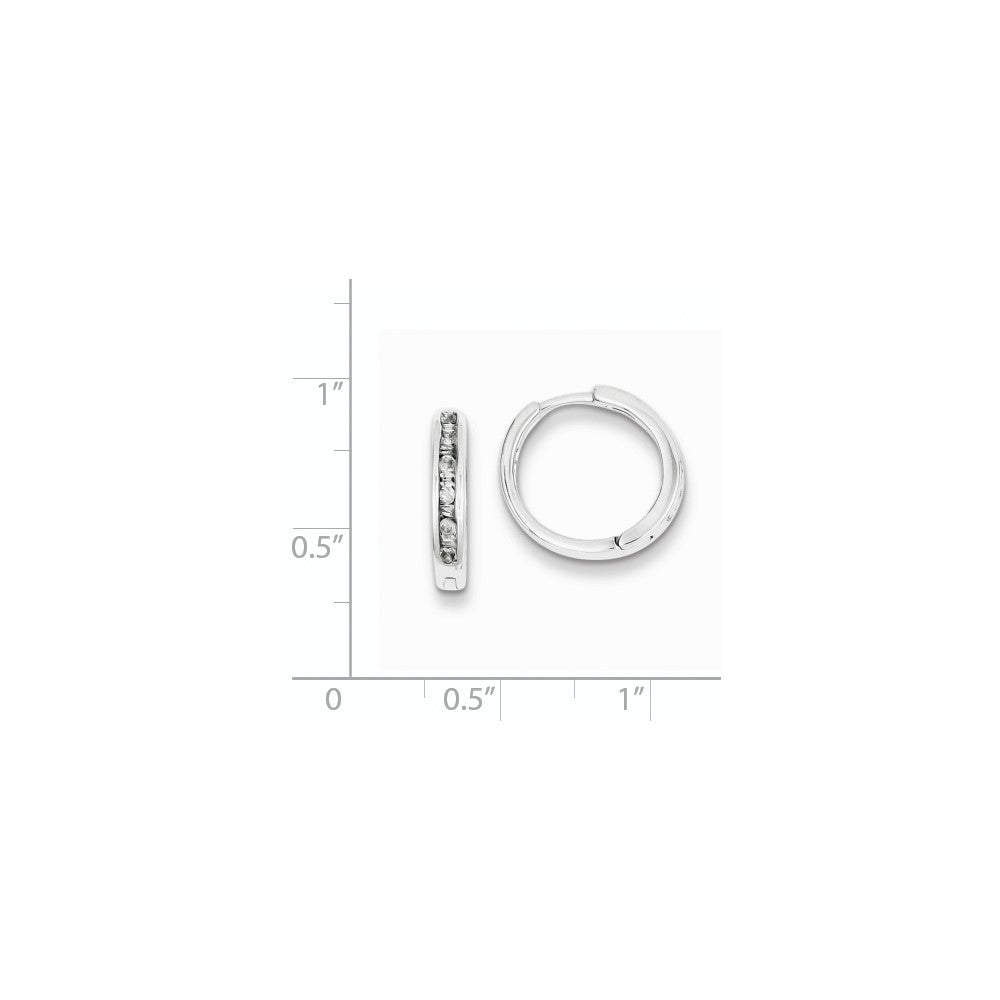 Sterling Silver Baguettes & Round Diamonds Hoop Earrings