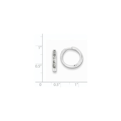 Sterling Silver Baguettes & Round Diamonds Hoop Earrings