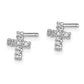 Sterling Silver Rhodium Diamond Cross Post Earrings