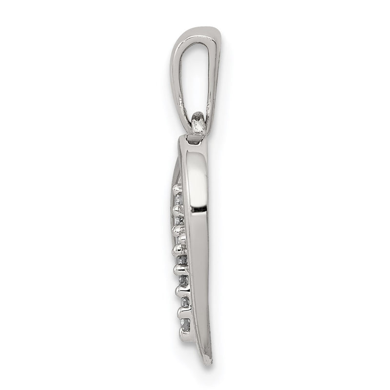 Sterling Silver Rhodium-plated Diamond Cross in Heart Pendant