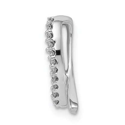 Sterling Silver Rhodium Diamond Awareness Ribbon Pendant