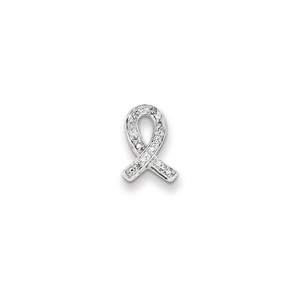Sterling Silver Diamond Awareness Ribbon Pendant