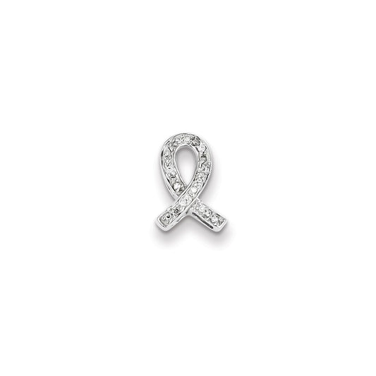 Sterling Silver Diamond Awareness Ribbon Pendant