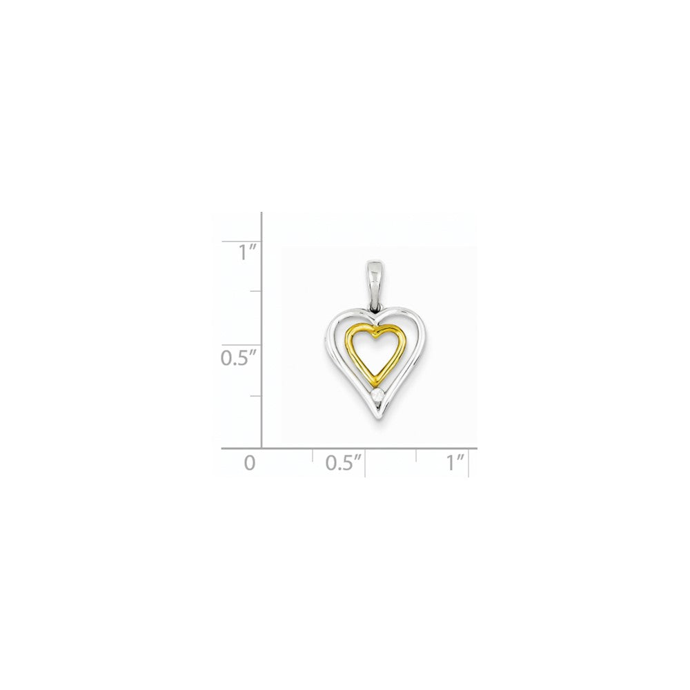 Sterling Silver & Vermeil Diamond Heart Pendant