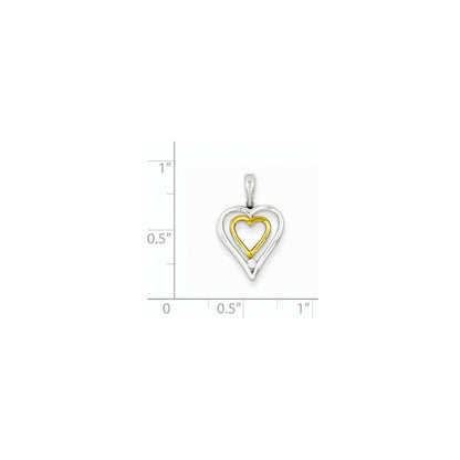 Sterling Silver & Vermeil Diamond Heart Pendant