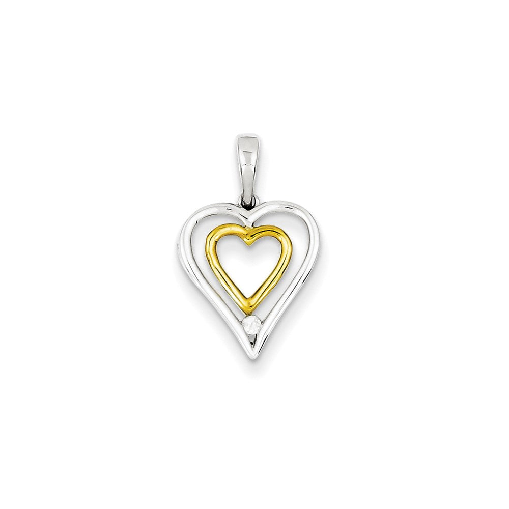 Sterling Silver & Vermeil Diamond Heart Pendant
