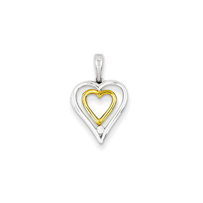 Sterling Silver & Vermeil Diamond Heart Pendant