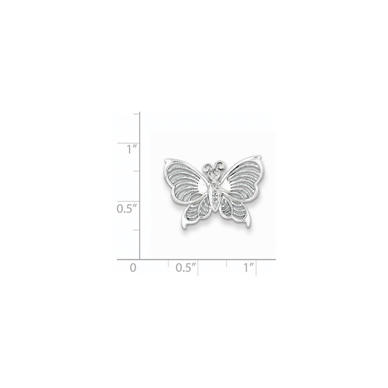 Sterling Silver Rhodium Diamond Butterfly Pendant