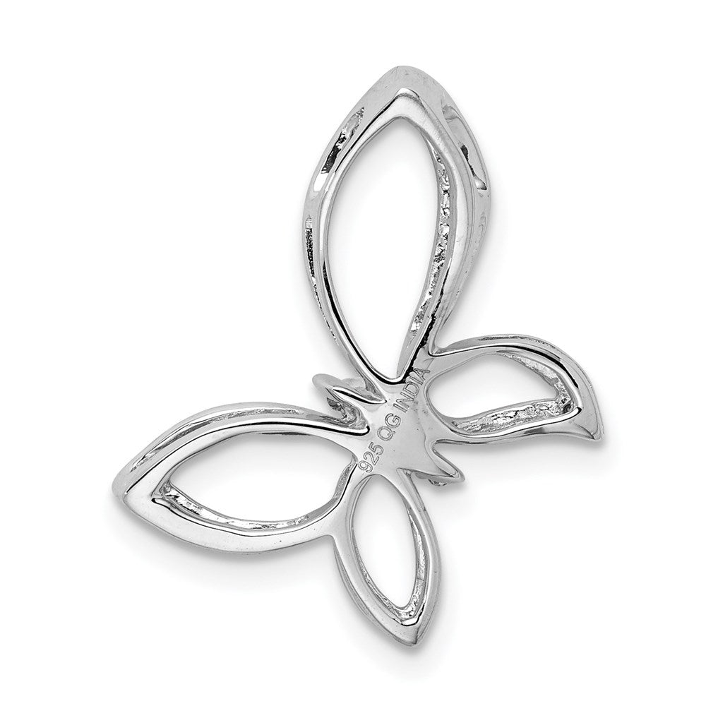 Sterling Silver Rhodium Diamond Butterfly Pendant