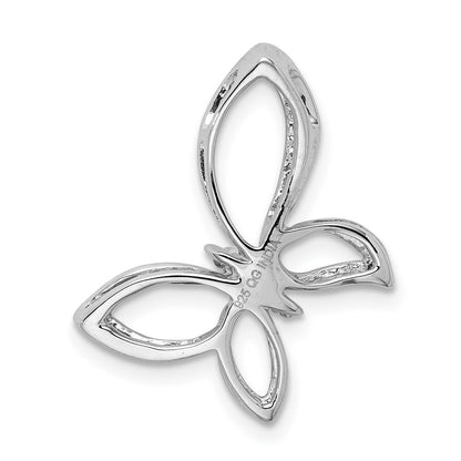 Sterling Silver Rhodium Diamond Butterfly Pendant
