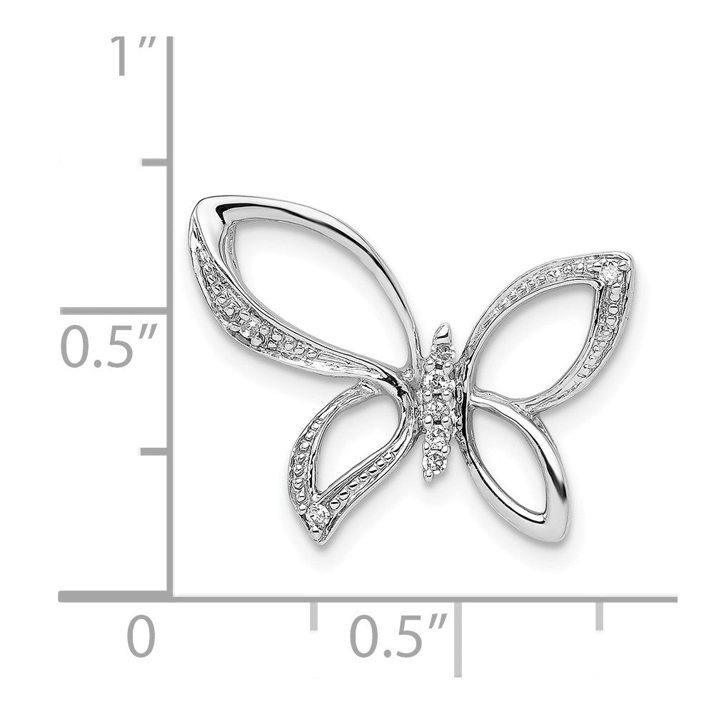 Sterling Silver Rhodium Diamond Butterfly Pendant