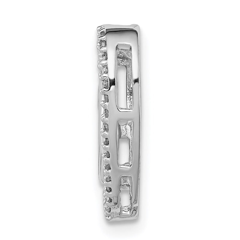Sterling Silver Rhodium Diamond Heart Chain Slide