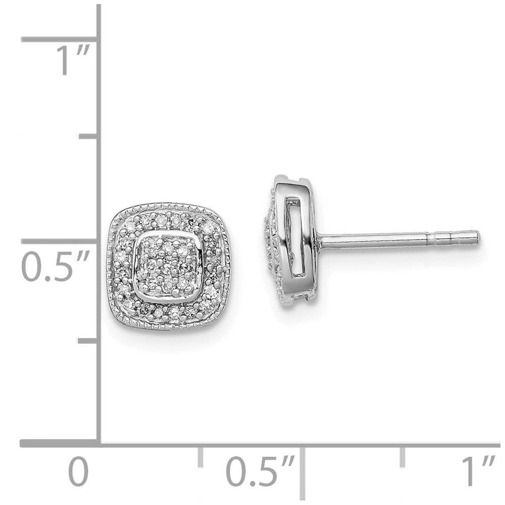 Sterling Silver Rhodium Diamond Post Earrings