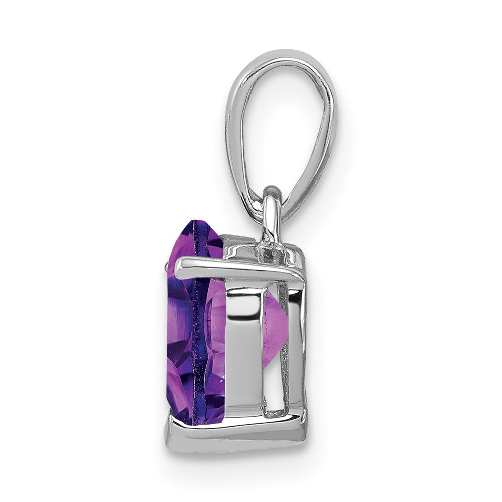 Sterling Silver Rhodium Amethyst Pendant