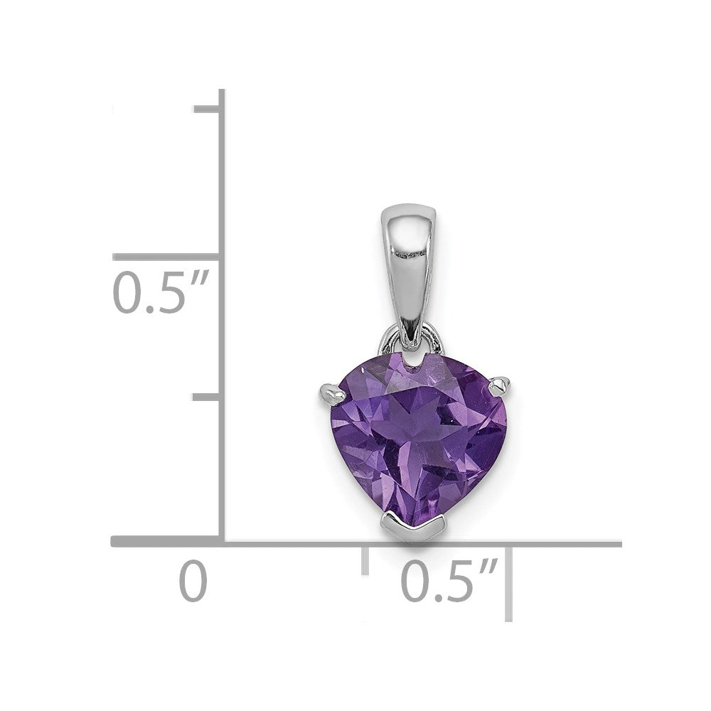 Sterling Silver Rhodium Amethyst Pendant