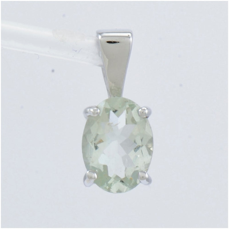 Sterling Silver Rhodium Green Quartz Pendant