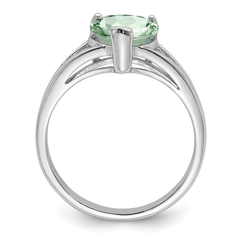 Sterling Silver Rhodium Green Quartz Ring