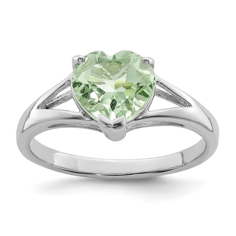 Sterling Silver Rhodium Green Quartz Ring