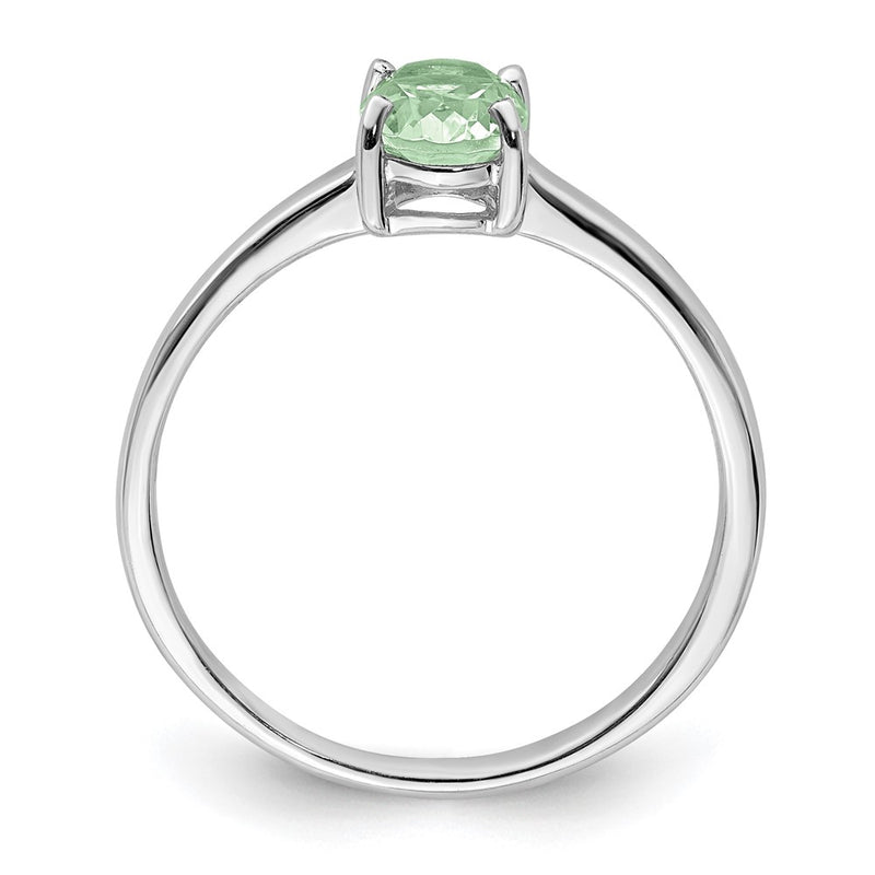 Sterling Silver Rhodium Green Quartz Ring