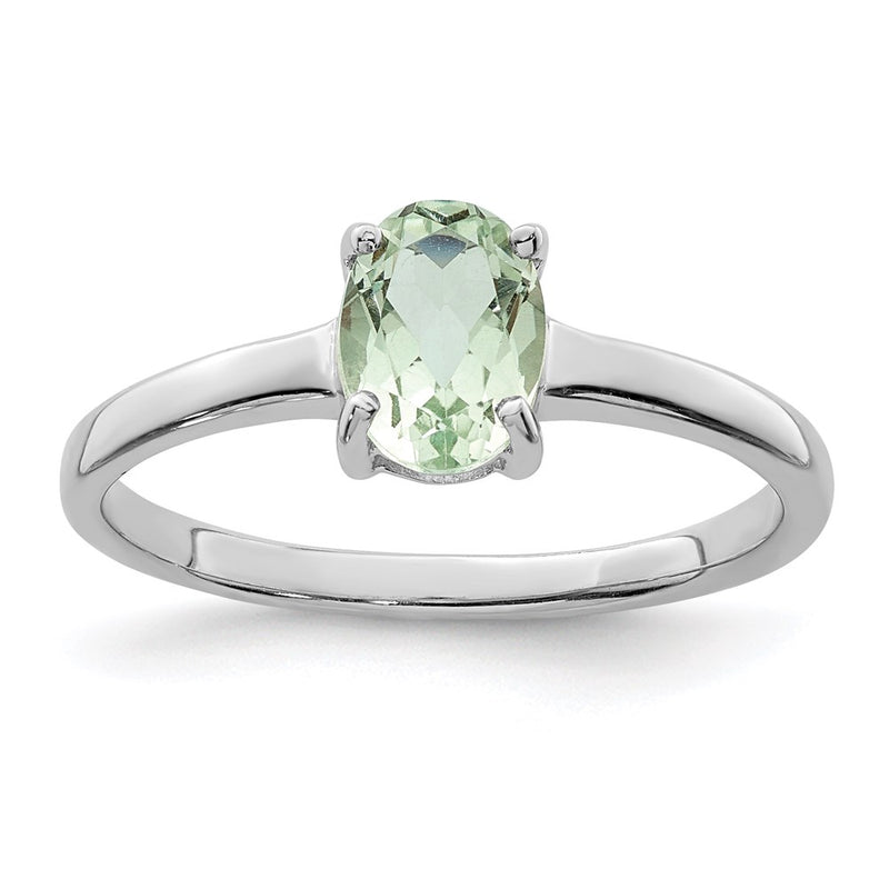 Sterling Silver Rhodium Green Quartz Ring