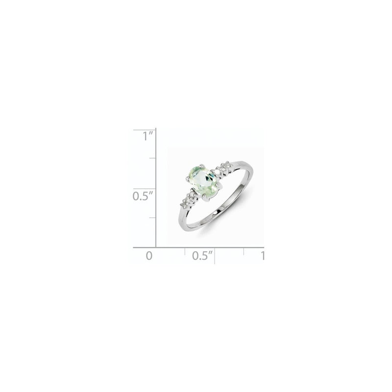Sterling Silver Rhodium Green Quartz & Diamond Ring
