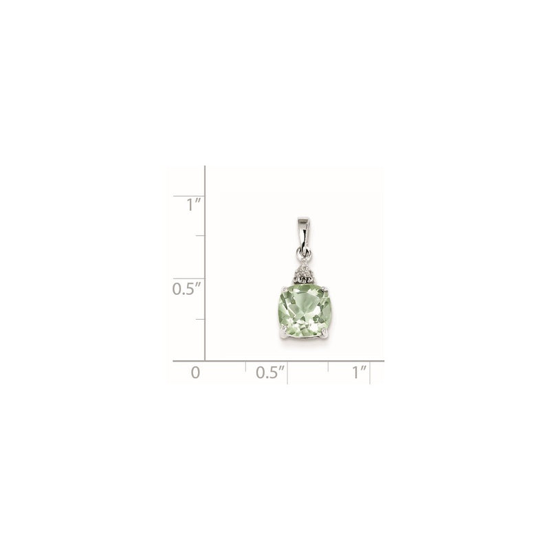 Sterling Silver Rhodium Green Quartz & Diamond Pendant