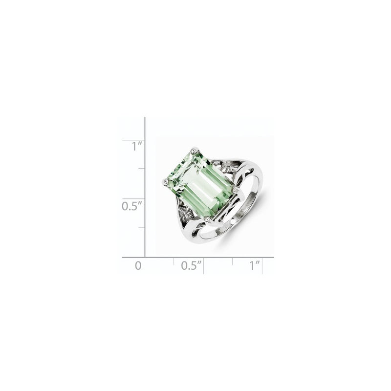 Sterling Silver Rhodium Green Quartz Ring