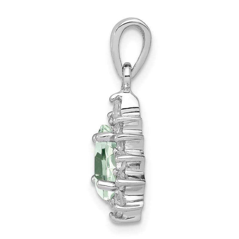 Sterling Silver Rhodium Green Quartz Pendant
