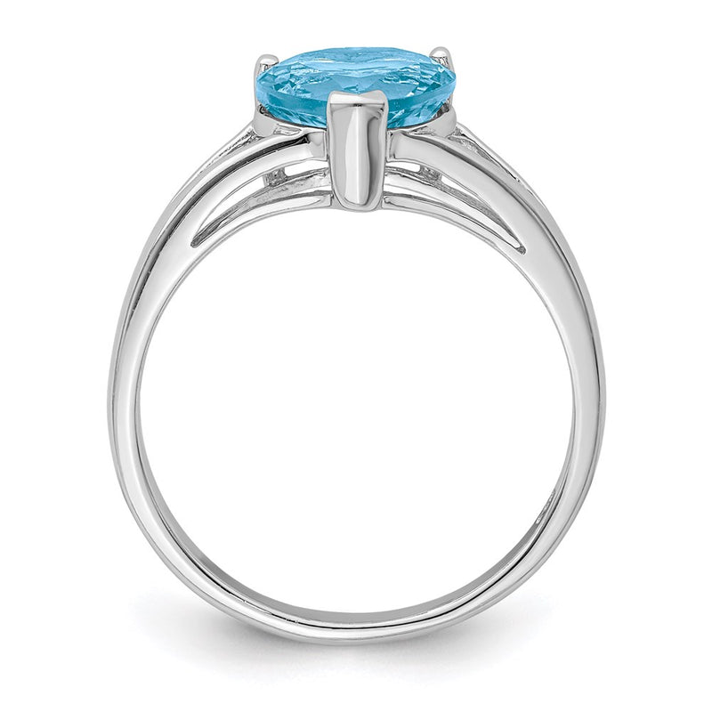 Sterling Silver Rhodium Light Swiss Blue Topaz Heart Ring